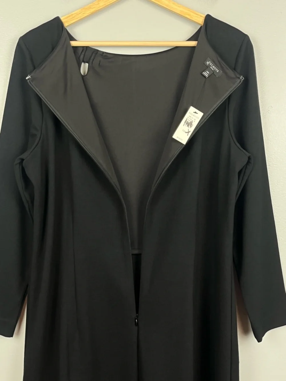 NWT Talbots black modest bow detail sheath style dress, size 14P.